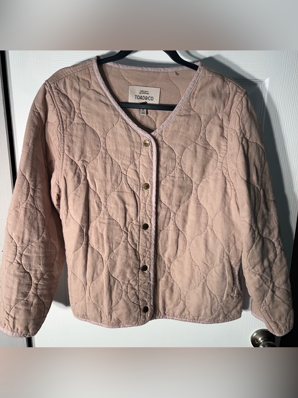 Women’s Toad&Co Sunhemp Quilted Jacket- Oatmeal Size XL Hemp Button